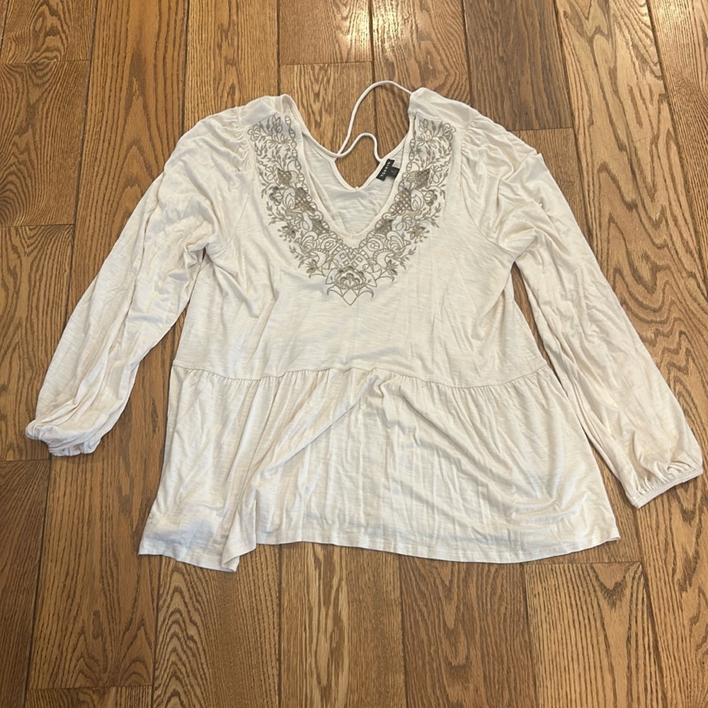 Torrid Cream & Lace Shirt